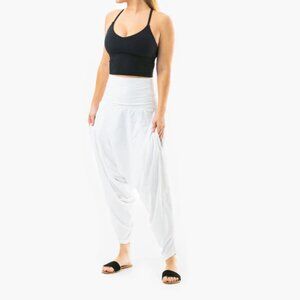 San Fran Organic Harem Pant High Waist Lightweight Yoga Travel Hippie Boho White